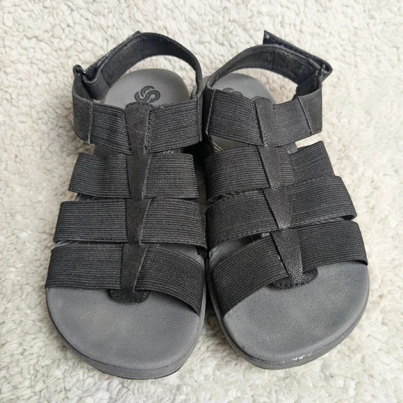 CLARKS Sandals women size 6 black and Gray super comfy! - Picture 2 of 8
